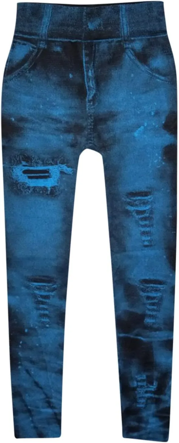 TANGNADE Leggings That Look Like Jeans Plus Size Tummy Control Stretchy High Waisted Yoga Pants Casual Ladies Slim Trousers