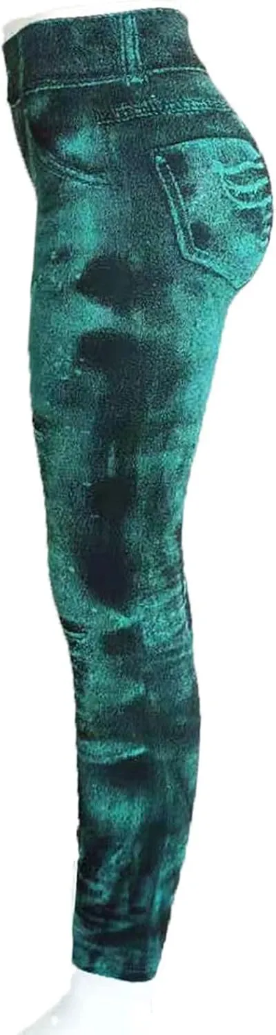 TANGNADE Leggings That Look Like Jeans Plus Size Tummy Control Stretchy High Waisted Yoga Pants Casual Ladies Slim Trousers