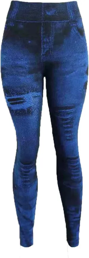 TANGNADE Leggings That Look Like Jeans Plus Size Tummy Control Stretchy High Waisted Yoga Pants Casual Ladies Slim Trousers