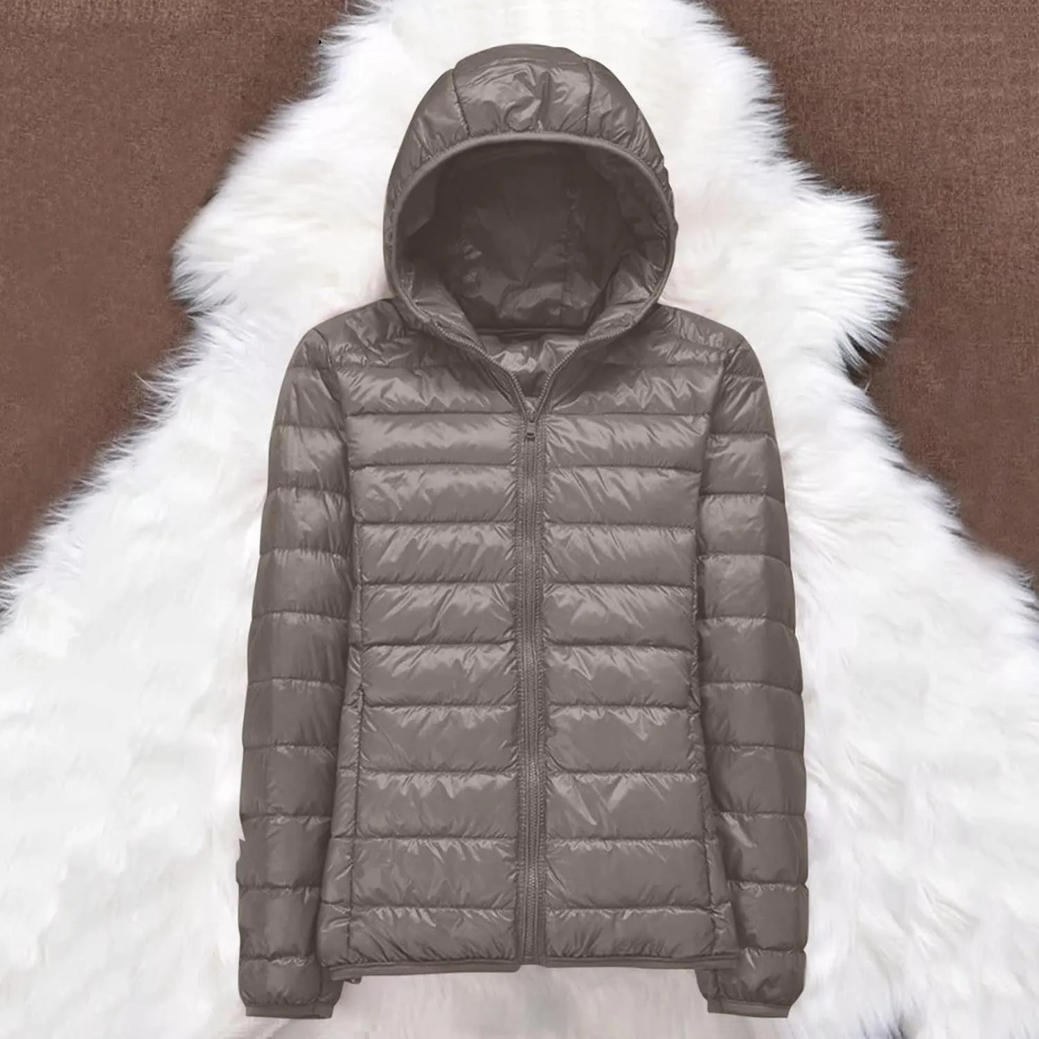 Thickened Down Alternative Jacket Windproof Winter Coat with Recycled Insulation Winter Slim Short Hooded Warm White