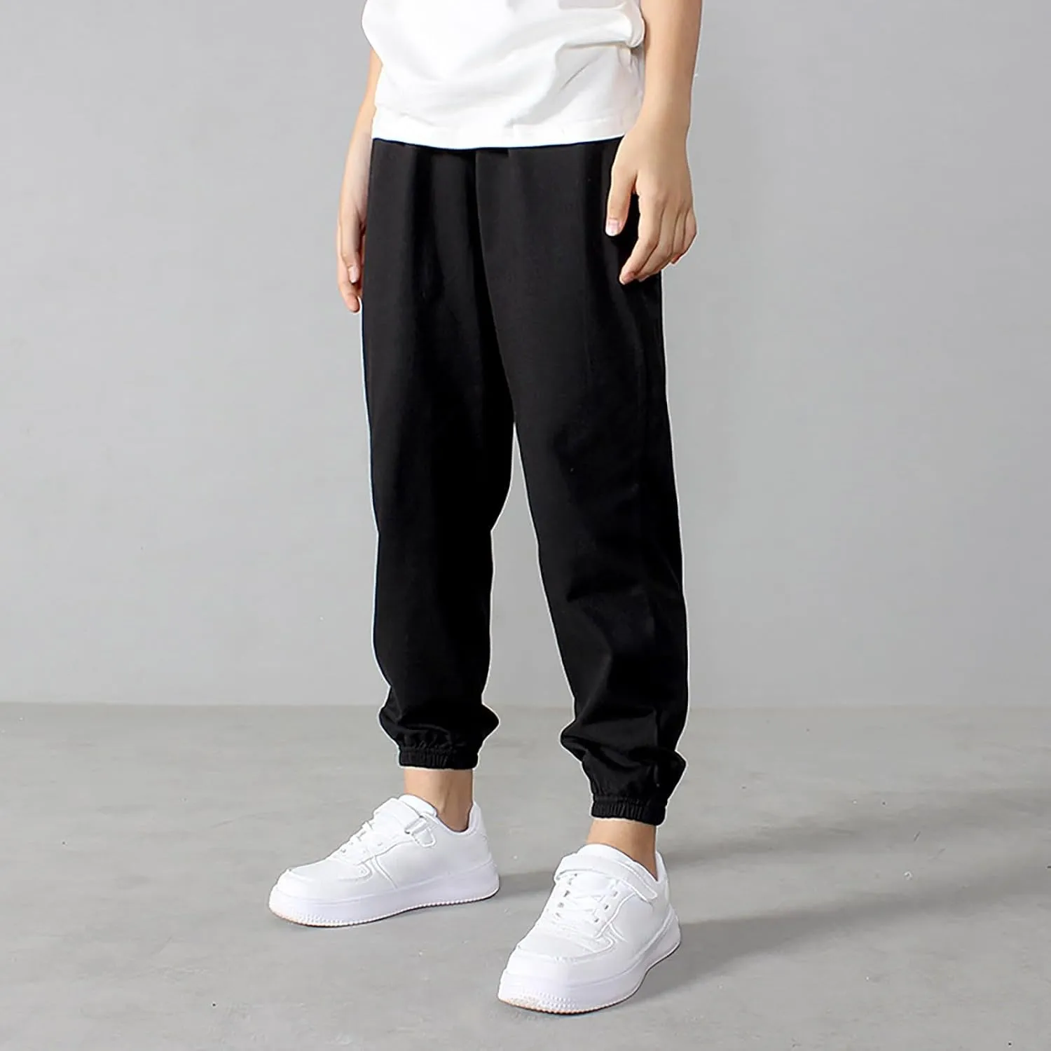 Toddler Girls Boys Aesthetic Sweatpants Elastic Waist Breathable Comfy Kids Causal Loose Joggers Solid Color