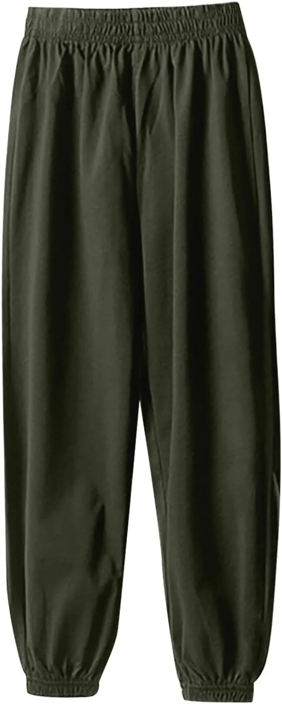 Toddler Girls Boys Aesthetic Sweatpants Elastic Waist Breathable Comfy Kids Causal Loose Joggers Solid Color