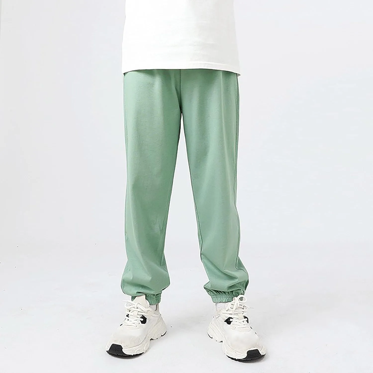 Toddler Girls Boys Aesthetic Sweatpants Elastic Waist Breathable Comfy Kids Causal Loose Joggers Solid Color