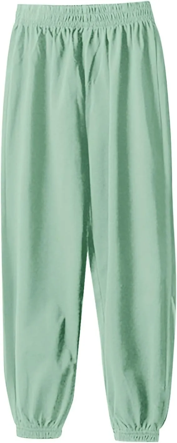 Toddler Girls Boys Aesthetic Sweatpants Elastic Waist Breathable Comfy Kids Causal Loose Joggers Solid Color