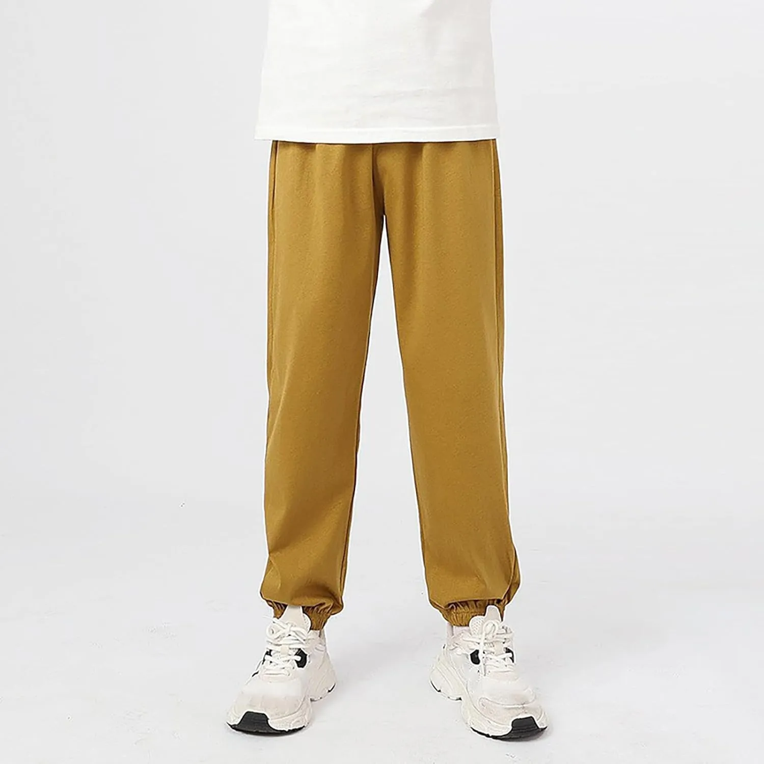 Toddler Girls Boys Aesthetic Sweatpants Elastic Waist Breathable Comfy Kids Causal Loose Joggers Solid Color