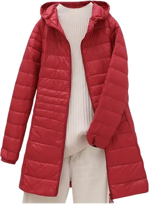 Trendy Down Jackets for Women Plus Size Winter Warm Quilted Puffer Coats Extra Long Hooded Lightweight Outwear