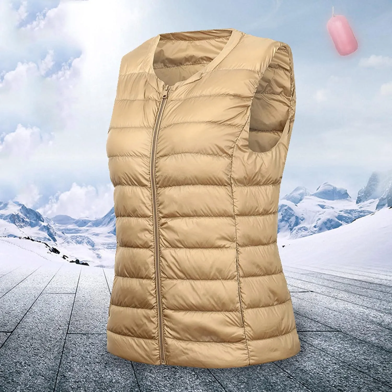 tuduoms Women's Puffer Vest Lightweight Quilted Packable Padded Outerwear Sleeveless Down Jacket Teen Girls Warm Zip Coats