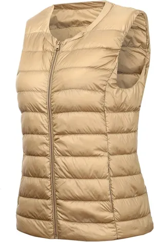 tuduoms Women's Puffer Vest Lightweight Quilted Packable Padded Outerwear Sleeveless Down Jacket Teen Girls Warm Zip Coats