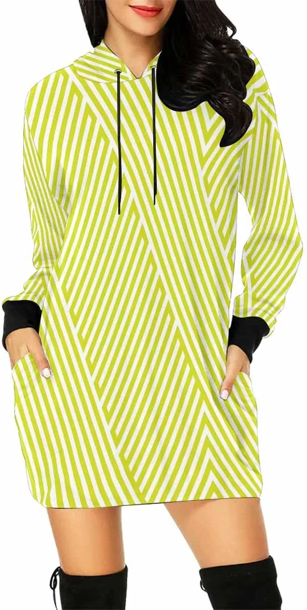 Tunic Dresses For Women Diagonal Ikat Stripes Long Sleeve Dress For Women Lightweight Hoodie Dress Fall Sweatshirts For Women