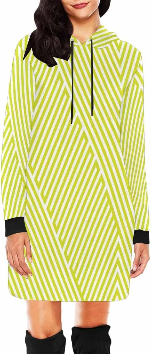 Tunic Dresses For Women Diagonal Ikat Stripes Long Sleeve Dress For Women Lightweight Hoodie Dress Fall Sweatshirts For Women