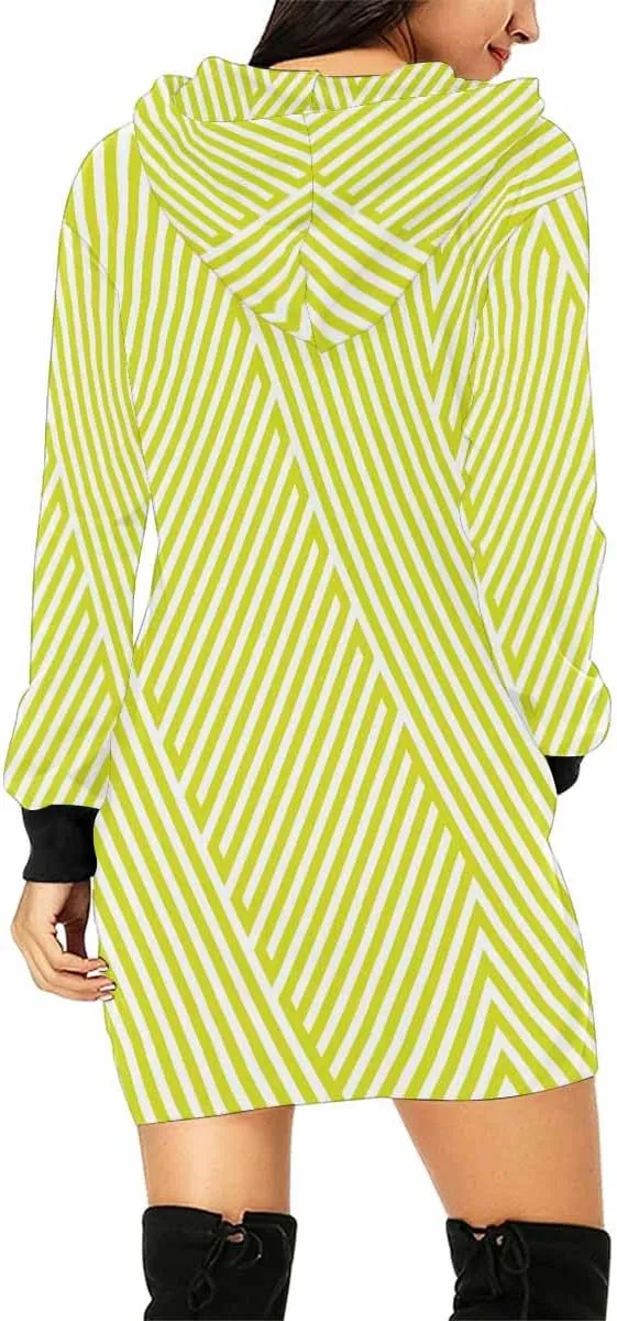 Tunic Dresses For Women Diagonal Ikat Stripes Long Sleeve Dress For Women Lightweight Hoodie Dress Fall Sweatshirts For Women