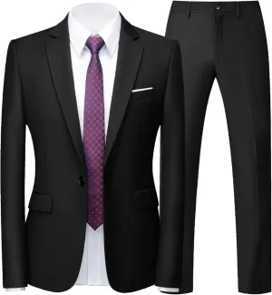 UNINUKOO Mens Suit Slim Fit 1 Button 2 Piece Wedding Party Holiday Solid Color Tux Suits for Men