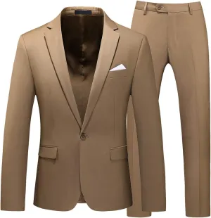 UNINUKOO Mens Suit Slim Fit 1 Button 2 Piece Wedding Party Holiday Solid Color Tux Suits for Men