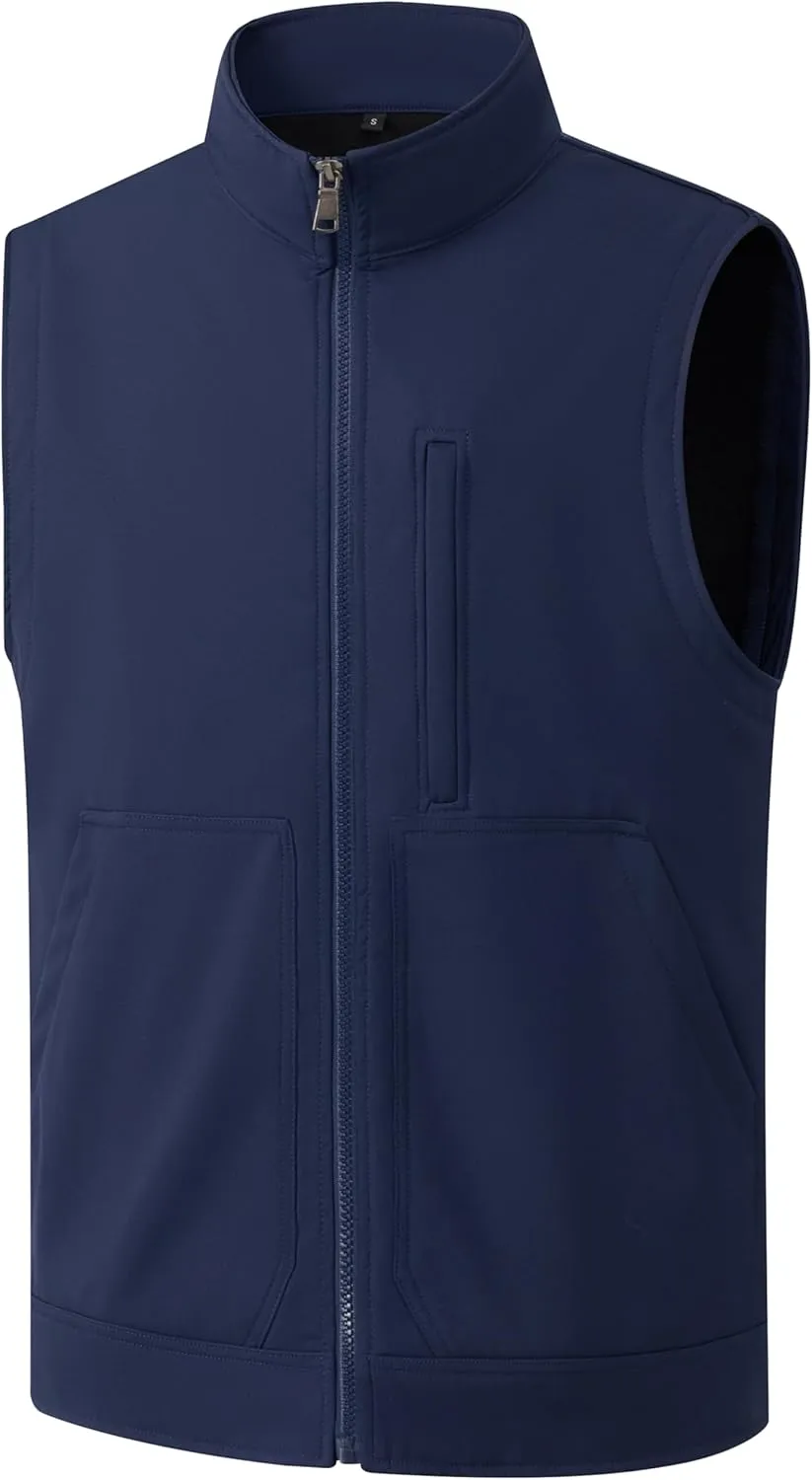 VtuAOL Men's Lightweight Softshell Vest Outdoor Quilted Vest Sleeveless Jacket for Travel Hiking Golf