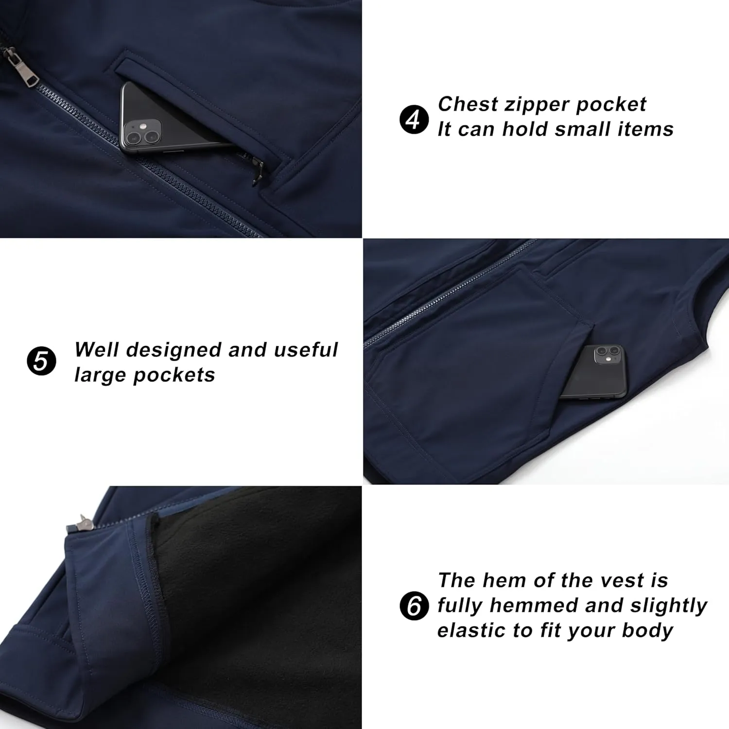 VtuAOL Men's Lightweight Softshell Vest Outdoor Quilted Vest Sleeveless Jacket for Travel Hiking Golf