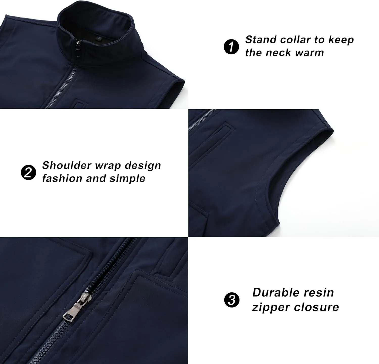 VtuAOL Men's Lightweight Softshell Vest Outdoor Quilted Vest Sleeveless Jacket for Travel Hiking Golf