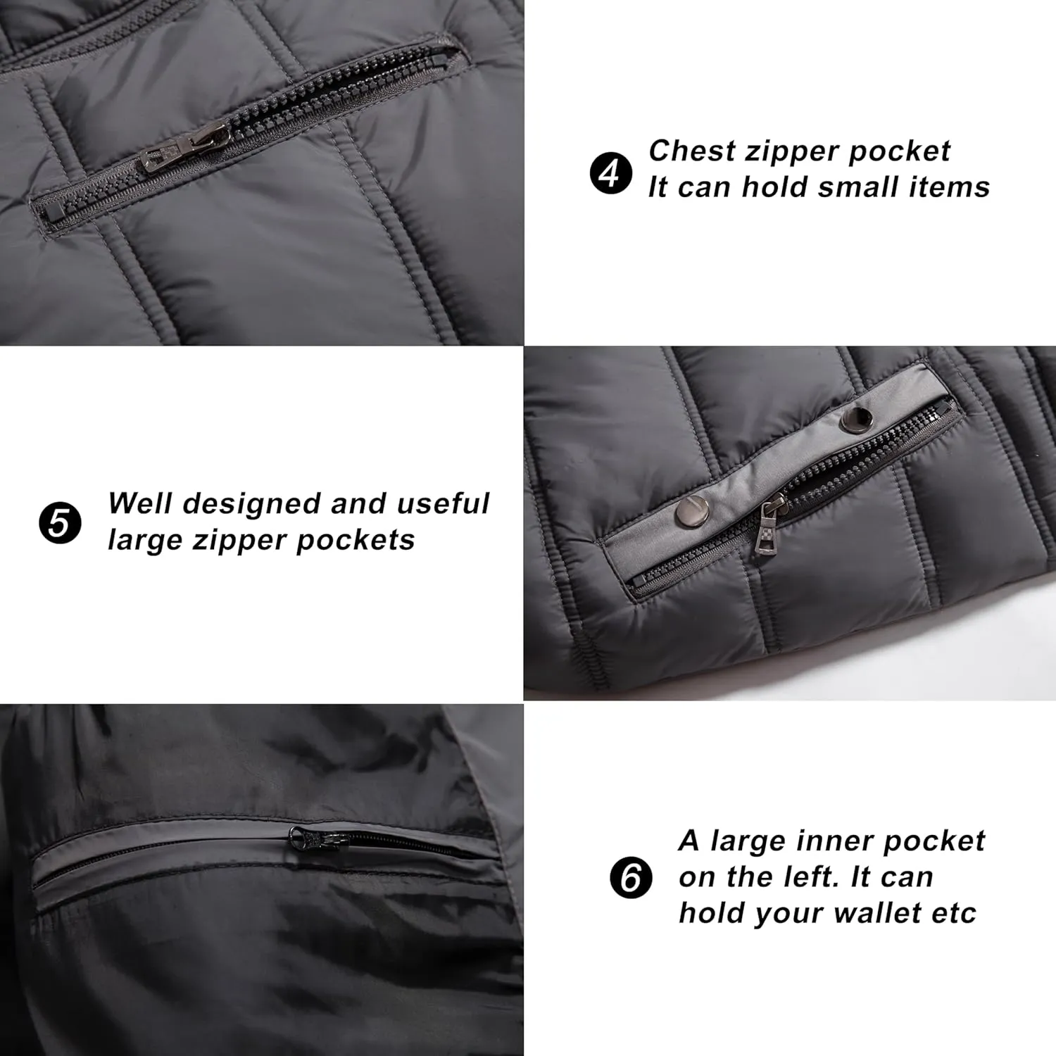 VtuAOL Men's Puffer Vest Outdoor Hooded Padded Vest Softshell Outerwear Vest for Travel Hiking