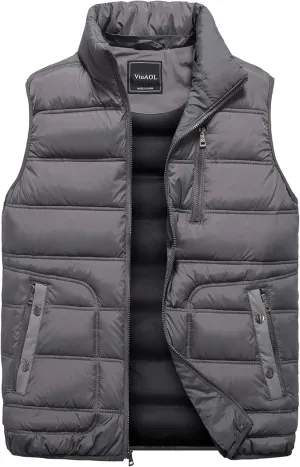 VtuAOL Men's Puffer Vest Outdoor Hooded Padded Vest Softshell Outerwear Vest for Travel Hiking