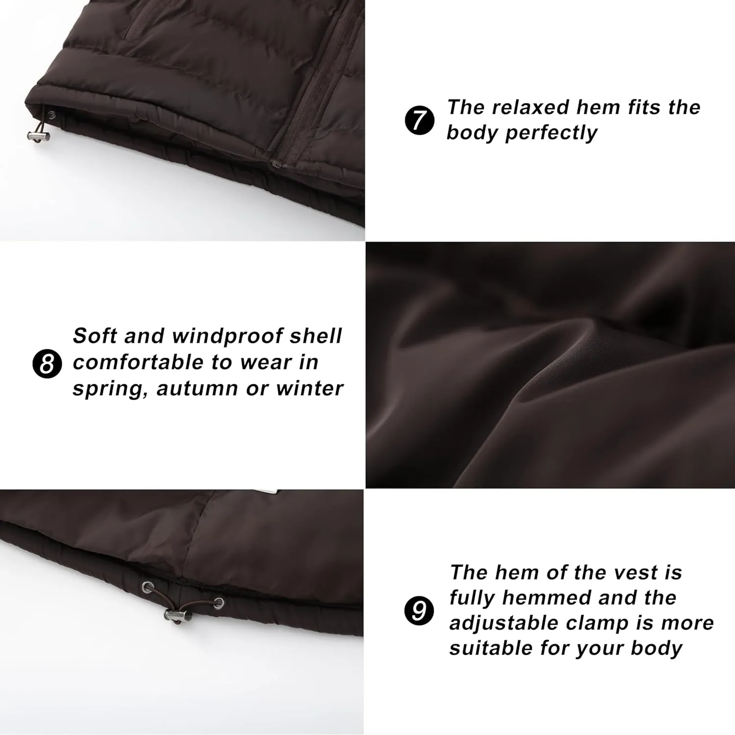 VtuAOL Men's Puffer Vest Outdoor Hooded Padded Vest Softshell Outerwear Vest for Travel Hiking