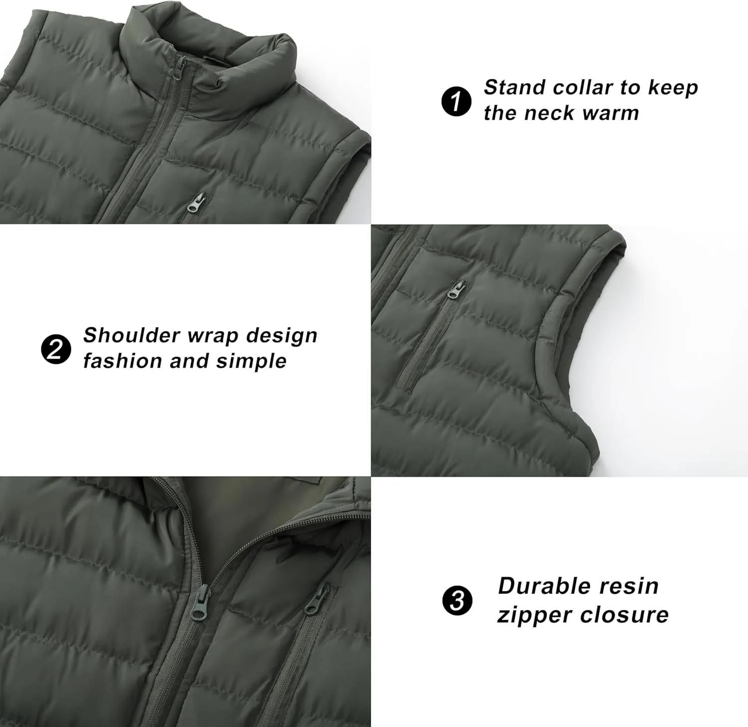 VtuAOL Men's Puffer Vest Outdoor Hooded Padded Vest Softshell Outerwear Vest for Travel Hiking