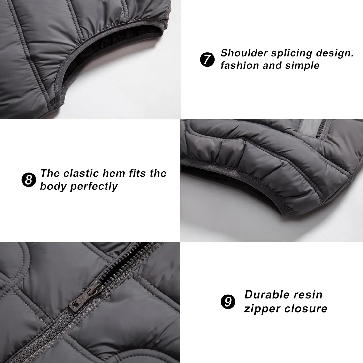 VtuAOL Men's Puffer Vest Outdoor Hooded Padded Vest Softshell Outerwear Vest for Travel Hiking