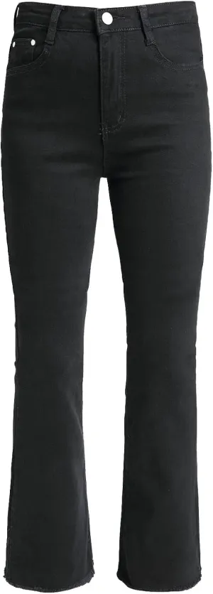 Wide Leg Jeans for Women Classic High Waisted Buttons Stretch Juniors Wide Leg Flared Denim Pants -Fit Comfort Juniors