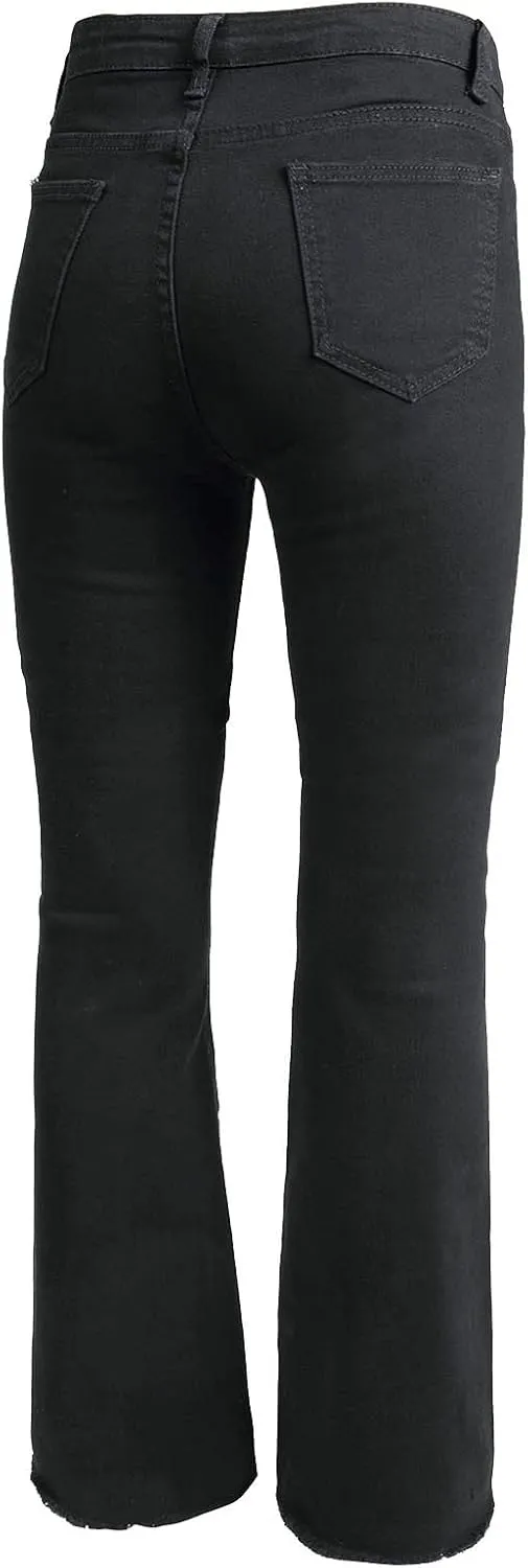 Wide Leg Jeans for Women Classic High Waisted Buttons Stretch Juniors Wide Leg Flared Denim Pants -Fit Comfort Juniors