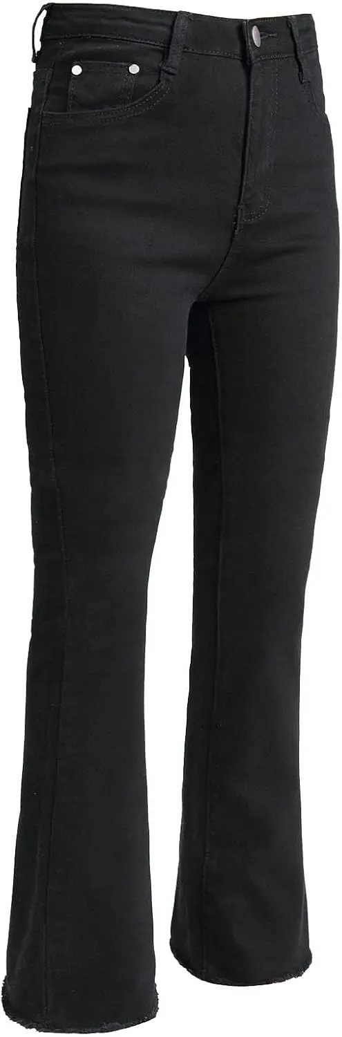 Wide Leg Jeans for Women Classic High Waisted Buttons Stretch Juniors Wide Leg Flared Denim Pants -Fit Comfort Juniors