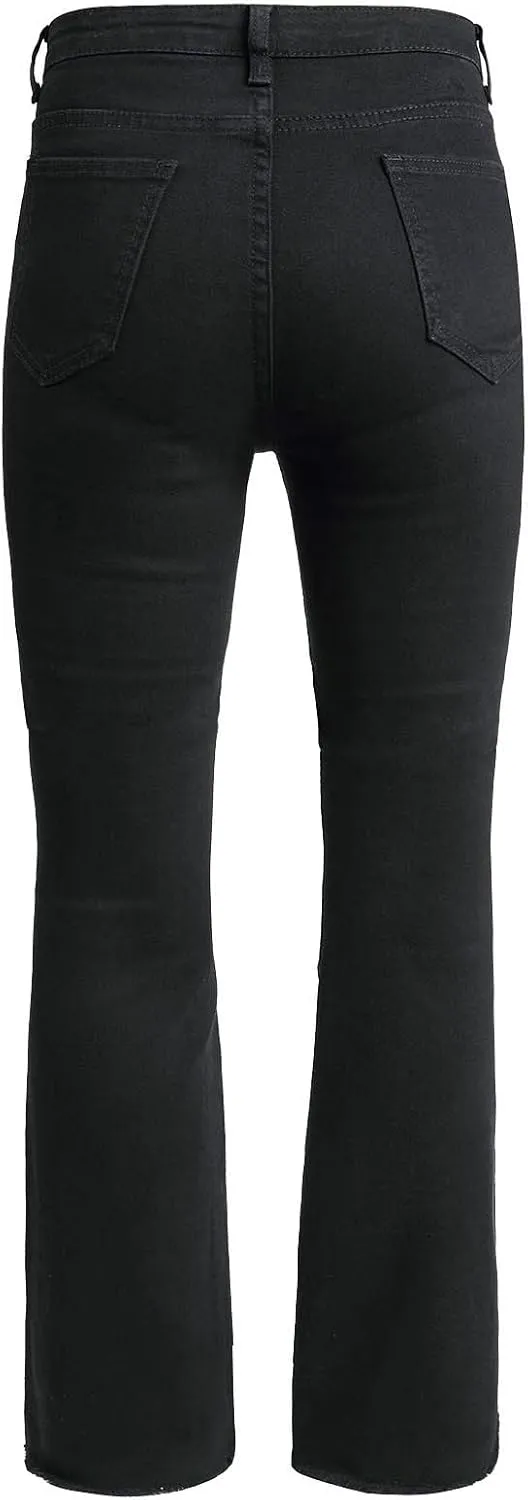 Wide Leg Jeans for Women Classic High Waisted Buttons Stretch Juniors Wide Leg Flared Denim Pants -Fit Comfort Juniors