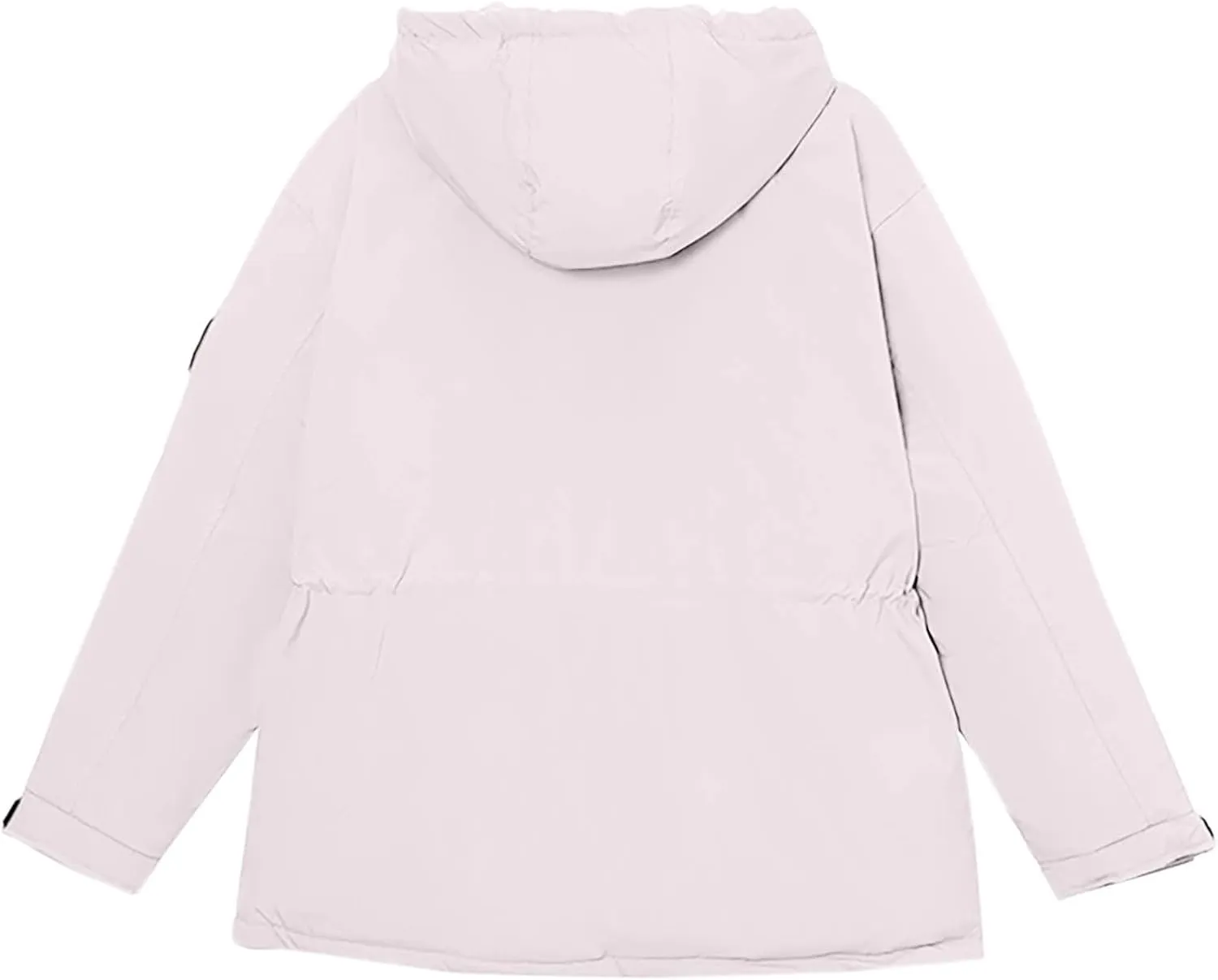 Windproof Down Jacket Women Solid Color Waterproof Tunic Drawstring Overcoats Winter Warm Outfits with Multi Pockets
