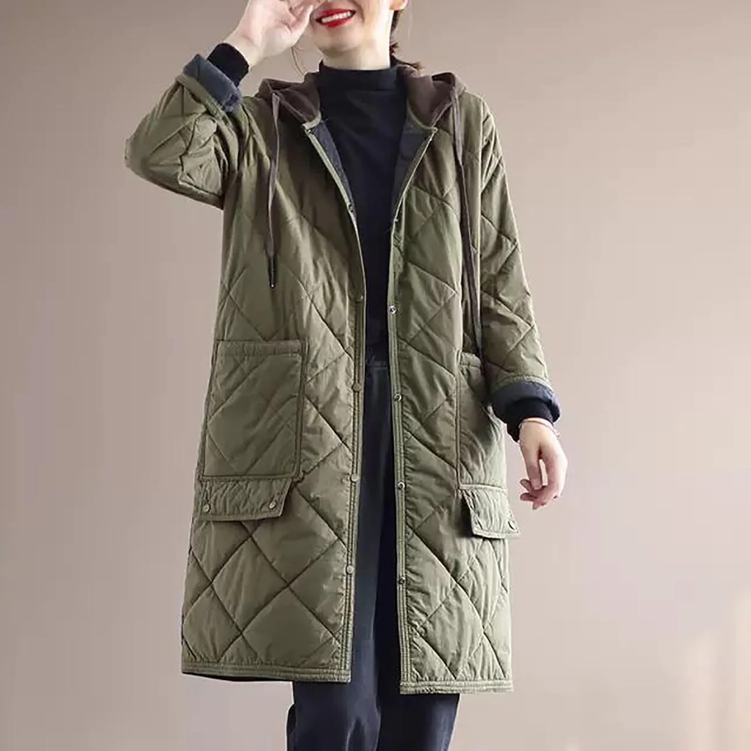 Women Light down Jacket with Hood Packable Soft Puffer Jacket Coat Long Length Winter Outwear Overcoat Full Zip Parka
