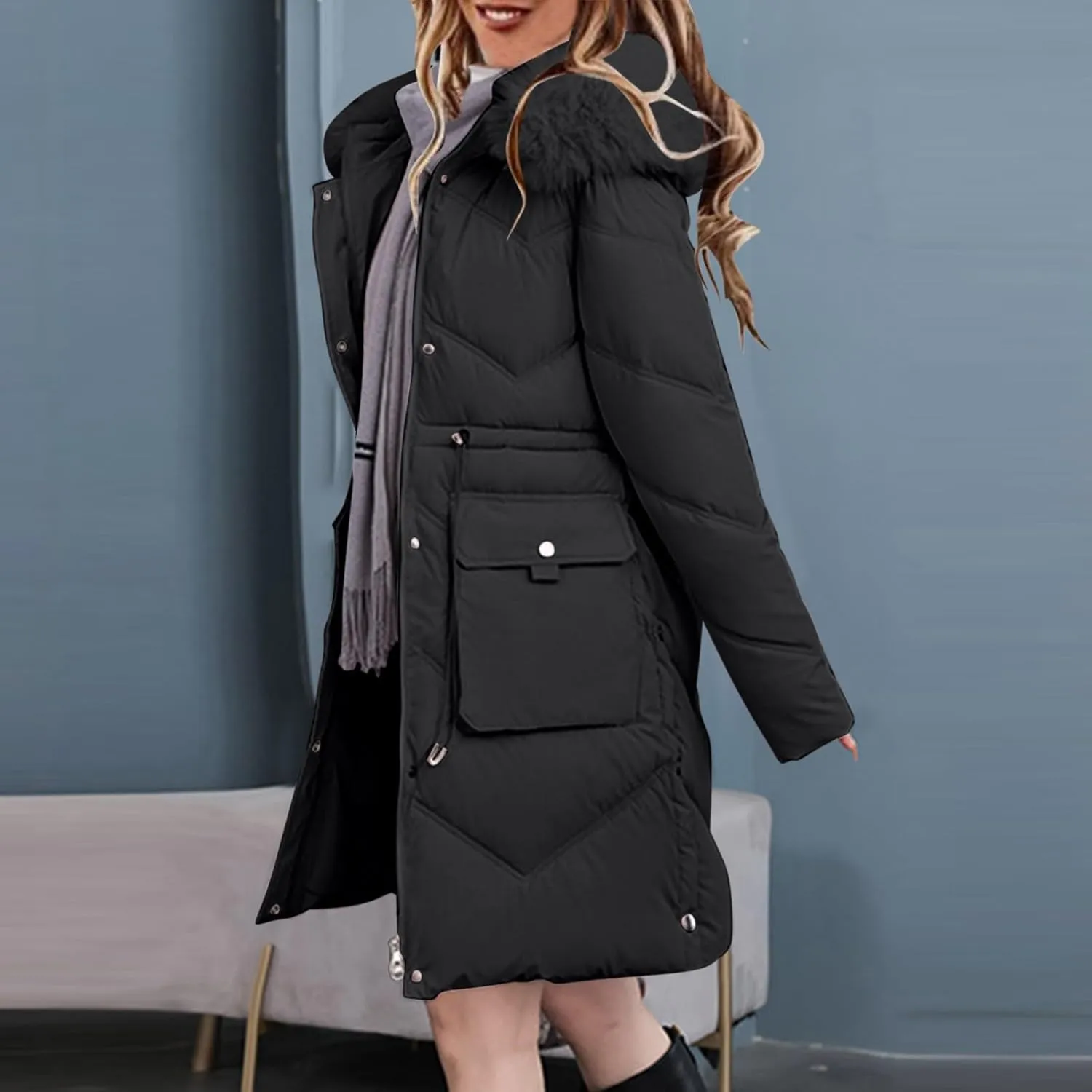 Women Winter Coats Long Hooded Lightweight Puffer Jackets Plus Size Thicken Quilted Jackets Parkas Down Coats Outerwear