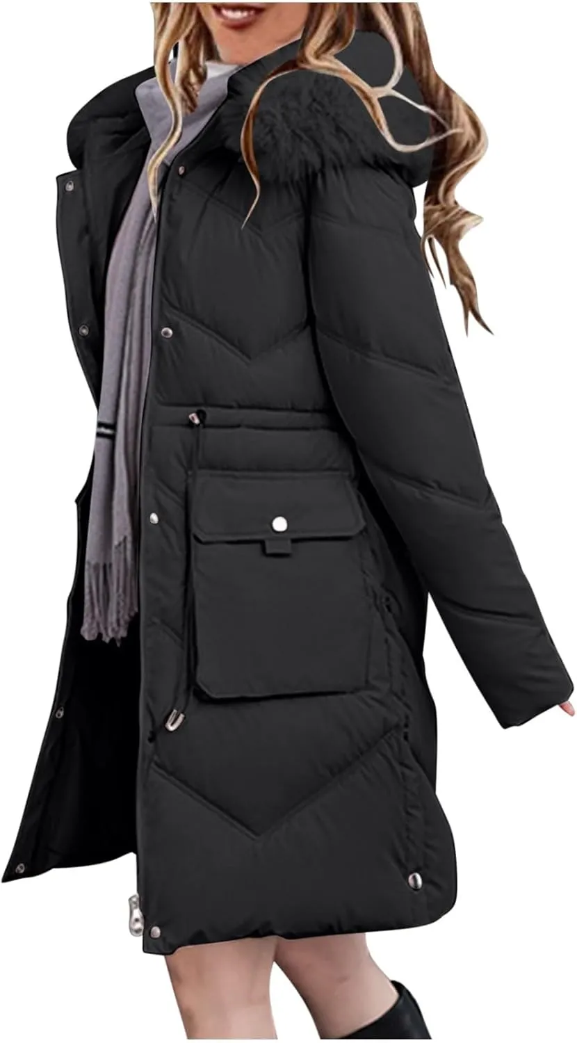 Women Winter Coats Long Hooded Lightweight Puffer Jackets Plus Size Thicken Quilted Jackets Parkas Down Coats Outerwear