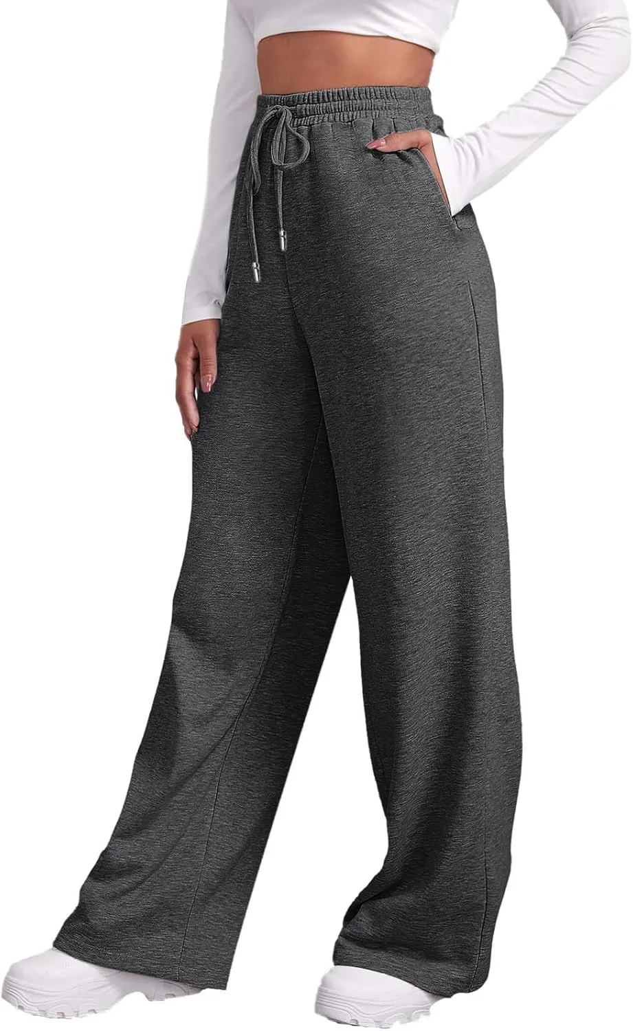 Womens Baggy Sweatpants Elastic High Waist Wide Leg Workout Athletic Joggers Pants 2025 Trendy Drawstring Yoga Pants