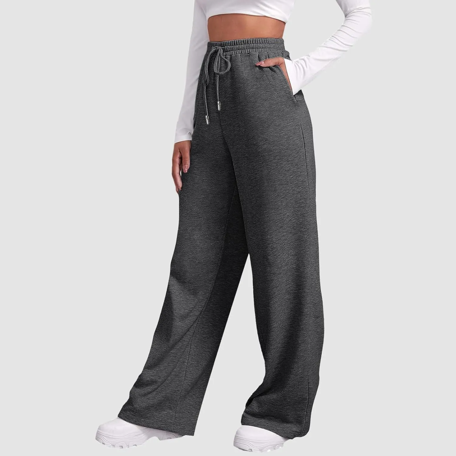 Womens Baggy Sweatpants Elastic High Waist Wide Leg Workout Athletic Joggers Pants 2025 Trendy Drawstring Yoga Pants