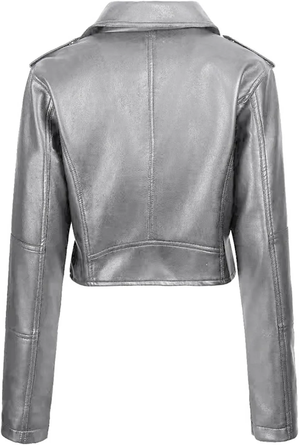 Womens Belted Faux Leather Moto Biker Jacket Classic Side Zipper Coat Outwear Casual Stylish Leather Cropped Jackets
