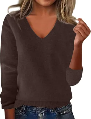 Women's Cashmere Sweaters Casual Loose Merino Wool Sweater Pullovers Long Sleeve Knitted Sweaters