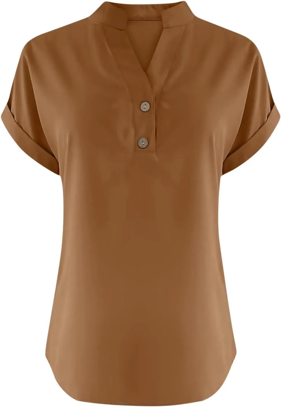 Womens Cotton Linen Blouse Short Sleeve Button V Neck Henley Shirts Lightweight Loose Fit Comfy Casual Summer T Shirt