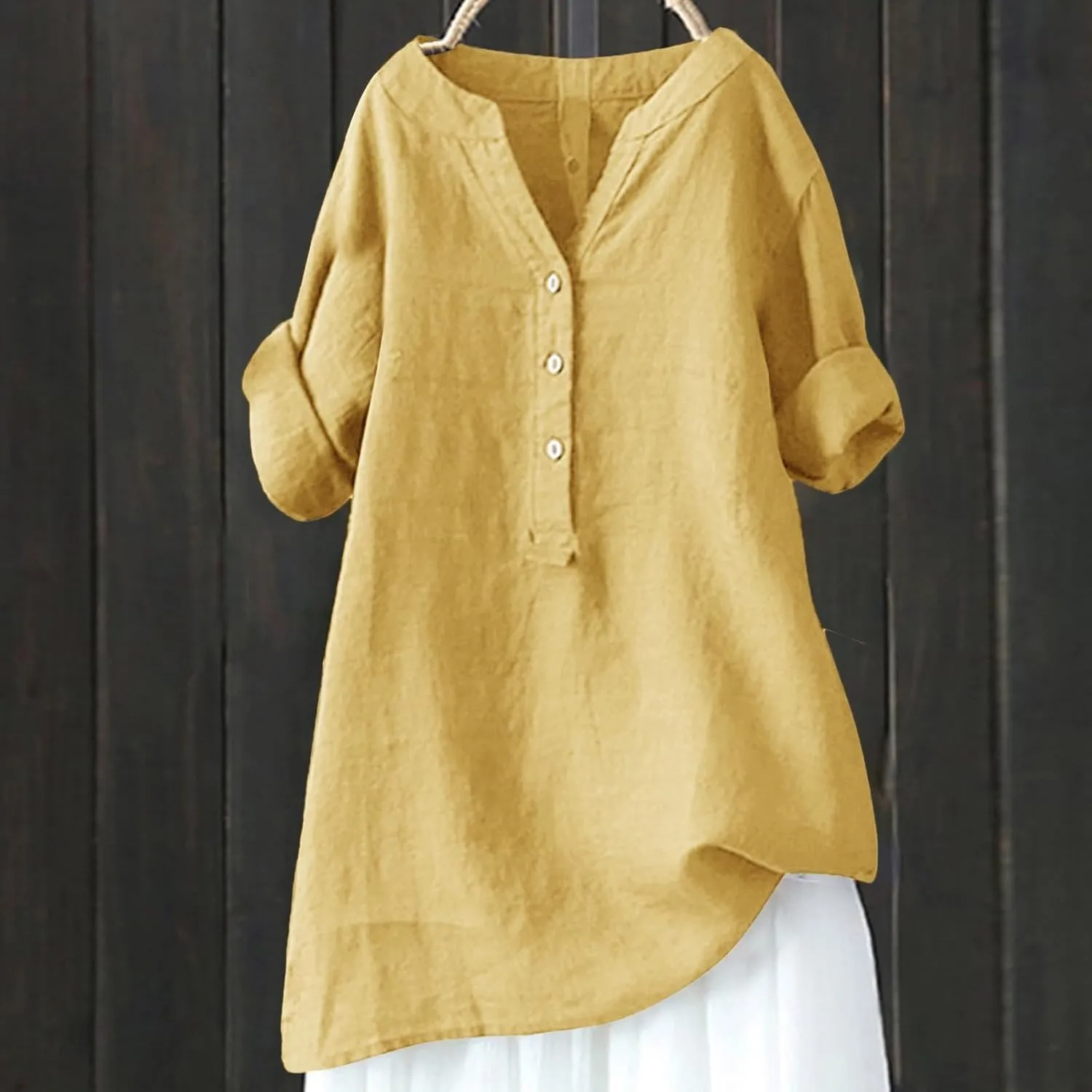 Womens Cotton Linen Shirts 2025 Gauze Short Sleeve V Neck Button Down Tops Vacation Travel Summer Beach Blouse Tunic