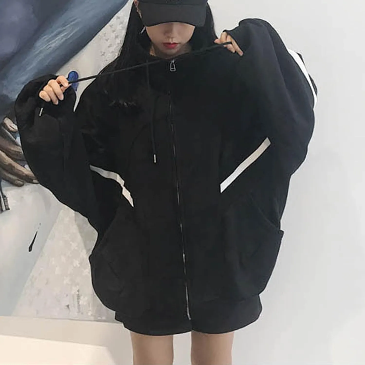 Women's Cute Hoodies Teen Girl Fall Jacket Oversized Sweatshirts Casual Drawstring Clothes Spring 2023