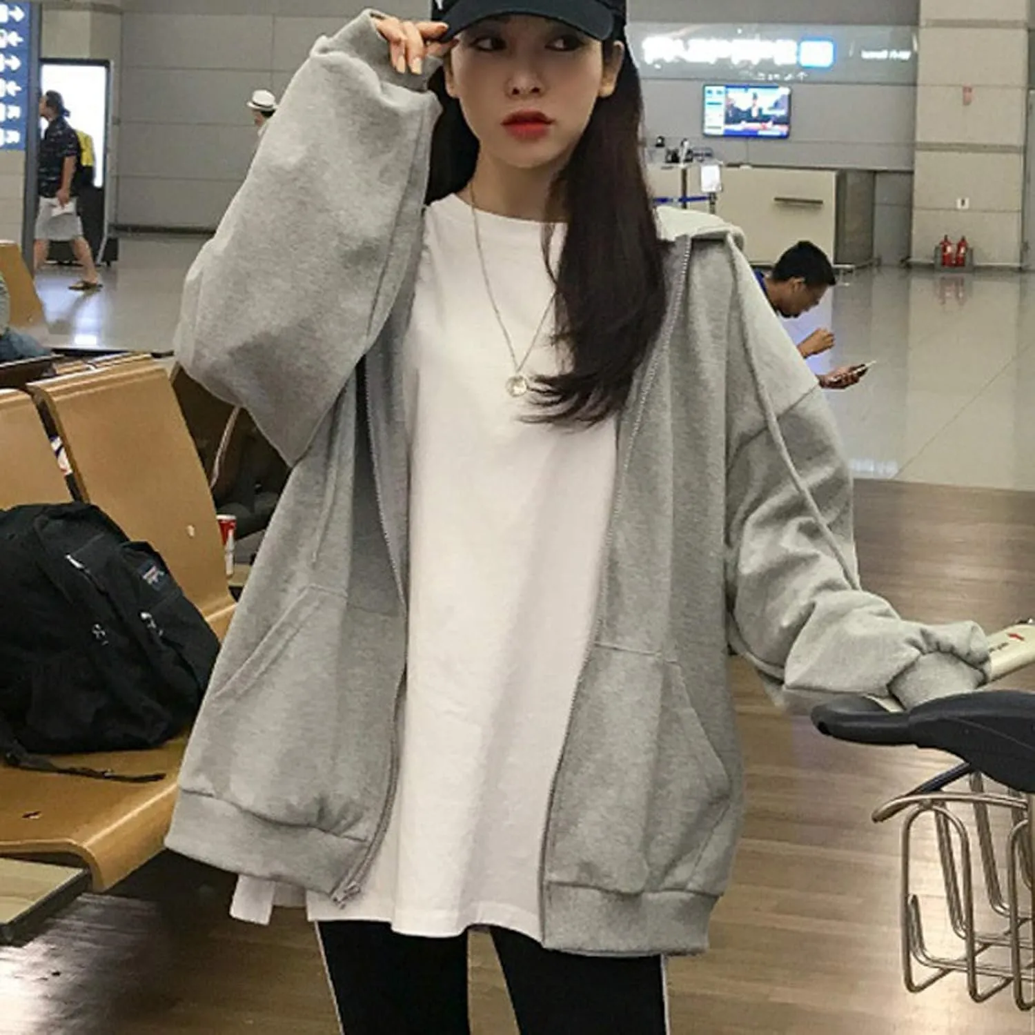 Women's Cute Hoodies Teen Girl Fall Jacket Oversized Sweatshirts Casual Drawstring Clothes Spring 2023