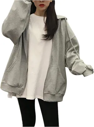 Women's Cute Hoodies Teen Girl Fall Jacket Oversized Sweatshirts Casual Drawstring Clothes Spring 2023
