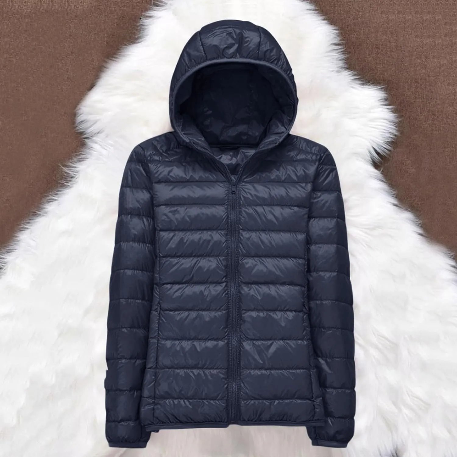 Women's Lightweight Hooded Down Jacket Packable Puffer Coats,Puffer Jacket Hooded Windproof Winter Coat