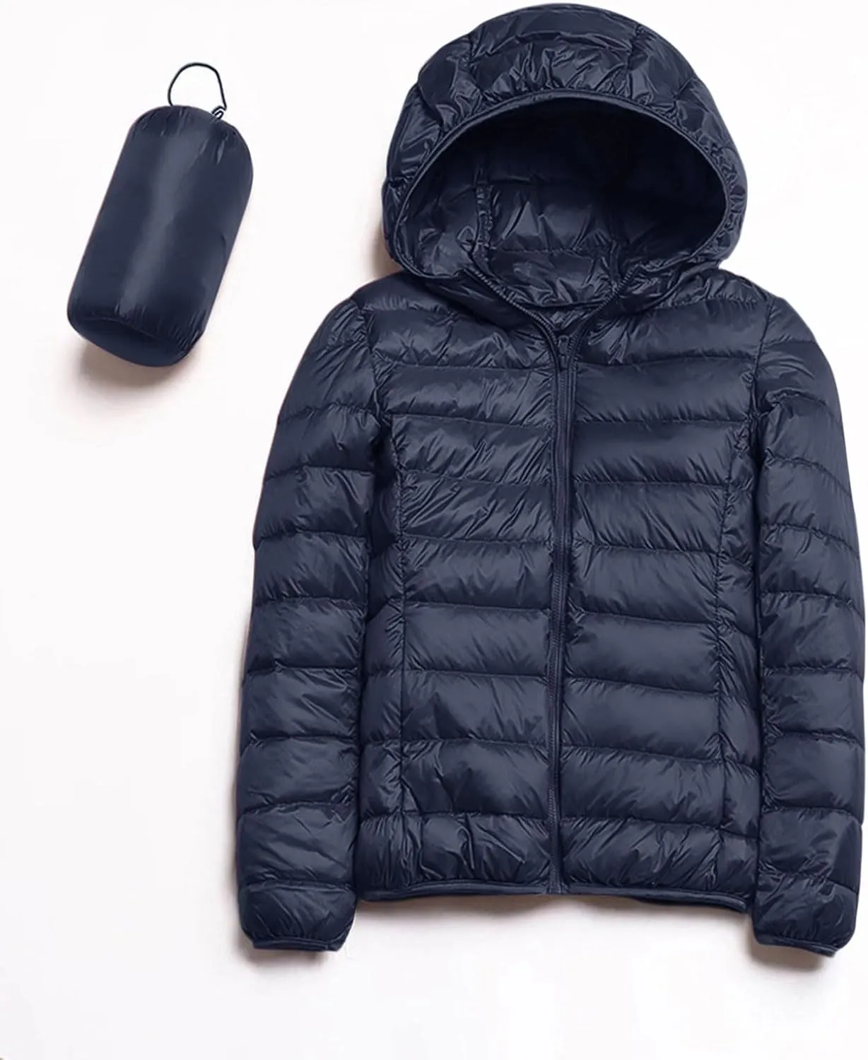 Women's Lightweight Hooded Down Jacket Packable Puffer Coats,Puffer Jacket Hooded Windproof Winter Coat