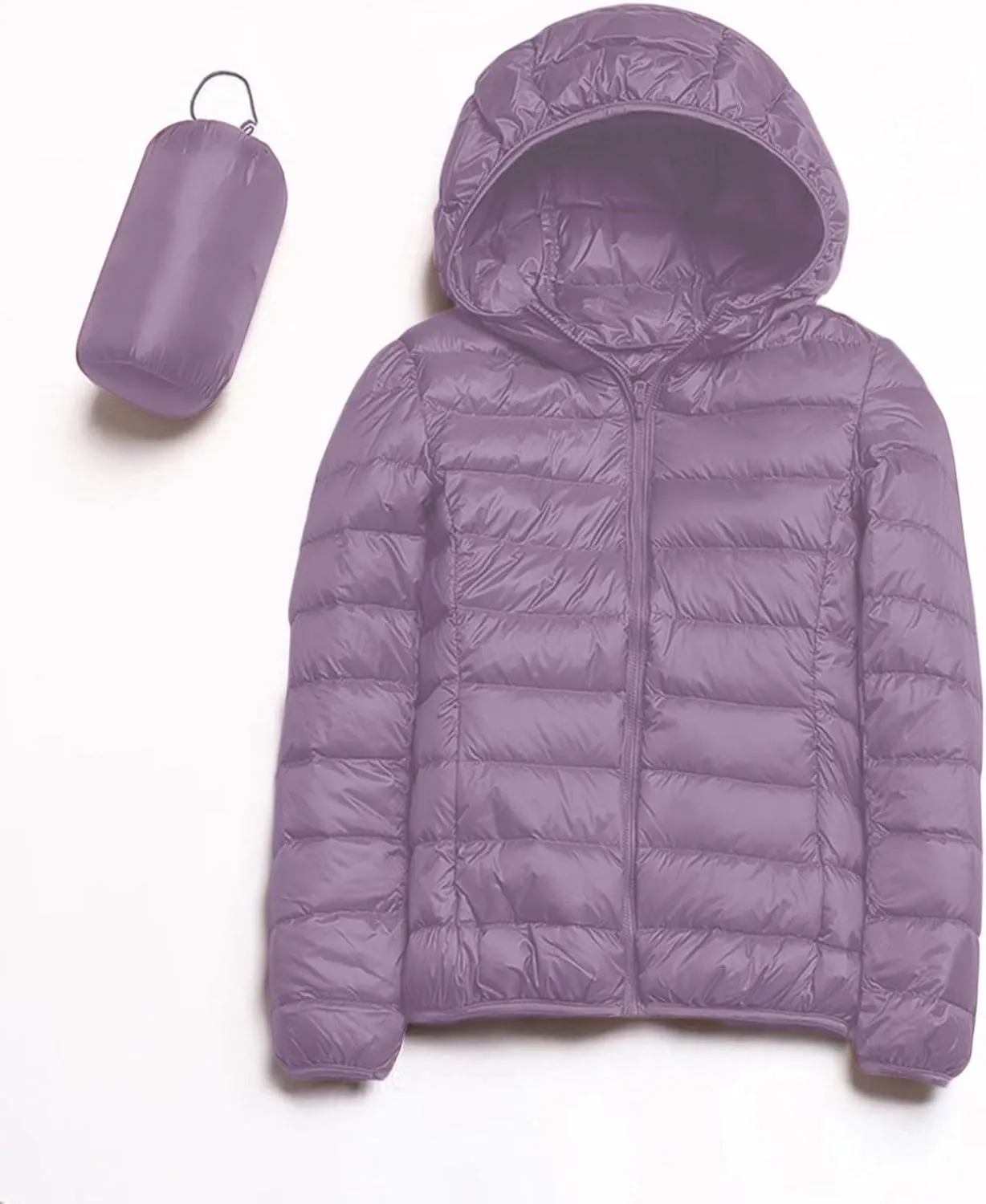 Women's Lightweight Packable Down Jacket Quilted Puffer Coat with Hood Light Weight Short Down Jacket