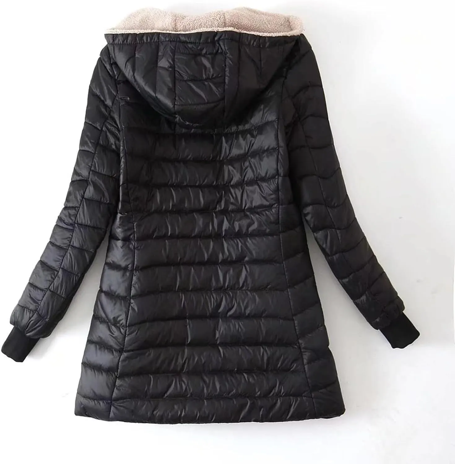 Women's Long Puffer Jacket Oversized Down Coat Lightweight Quilted Hooded Jacket Warm Fleece Lined Winter Outerwear