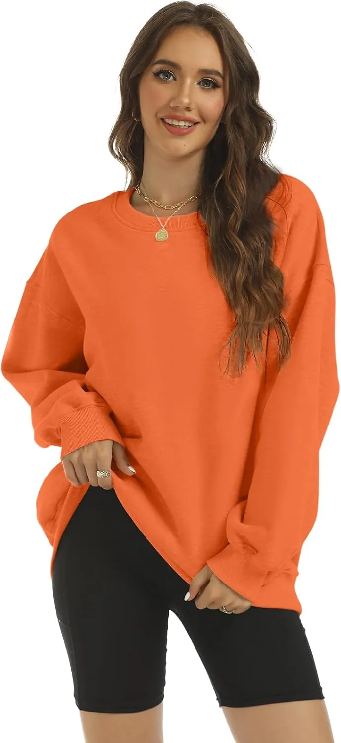 Women's Oversized Casual Long Sleeve Sweatshirt Comfy Hoodies Crewneck Fleece Pullover Sweaters Fall Outfits Clothes