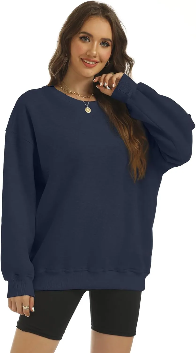 Women's Oversized Casual Long Sleeve Sweatshirt Comfy Hoodies Crewneck Fleece Pullover Sweaters Fall Outfits Clothes