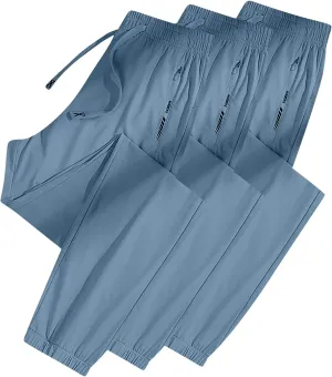 Women's Quick-Drying Sweatpants Summer Ice Silk Trousers Breathable Sports Stretch Straight Pants with Pockets
