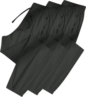 Women's Quick-Drying Sweatpants Summer Ice Silk Trousers Breathable Sports Stretch Straight Pants with Pockets